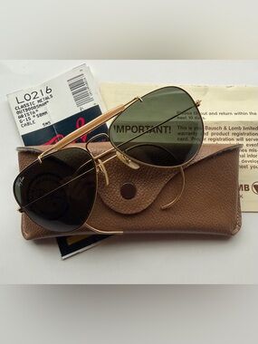 B&L Vintage Unisex Ray-Ban L0216 Outdoorsman 58mm G-15 Full Kit + Papers